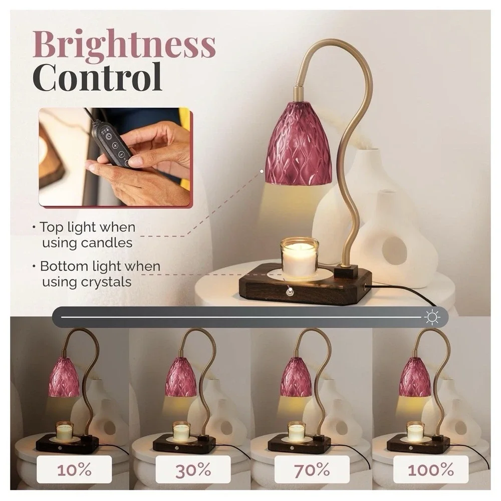 Crystalax Crystal Candle Warmer Lamp with Real Rose‎ Quartz